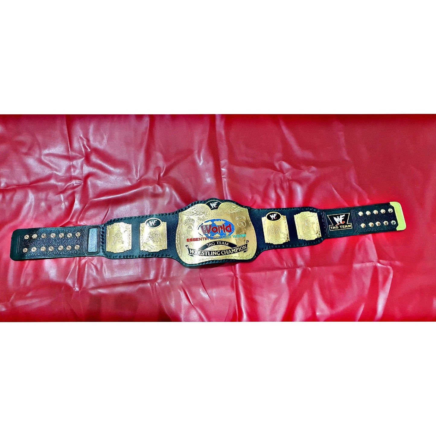 WWF World Tag Team Heavyweight Wrestling Championship 24K Gold Plated Black Cowhide Leather Adult Replica Title Belt 2,4 & 6mm, Gift For Him