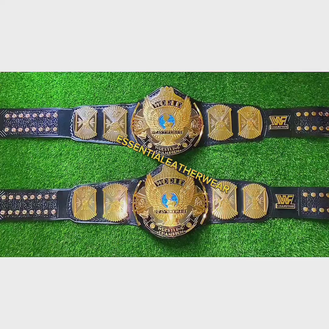 New Winged Eagle WWF CNC Dual Plated Replica 24K Gold Plated World Heavyweight Wrestling Title Adult Size 2 Belts In 4mm, 6mm, Special Deal