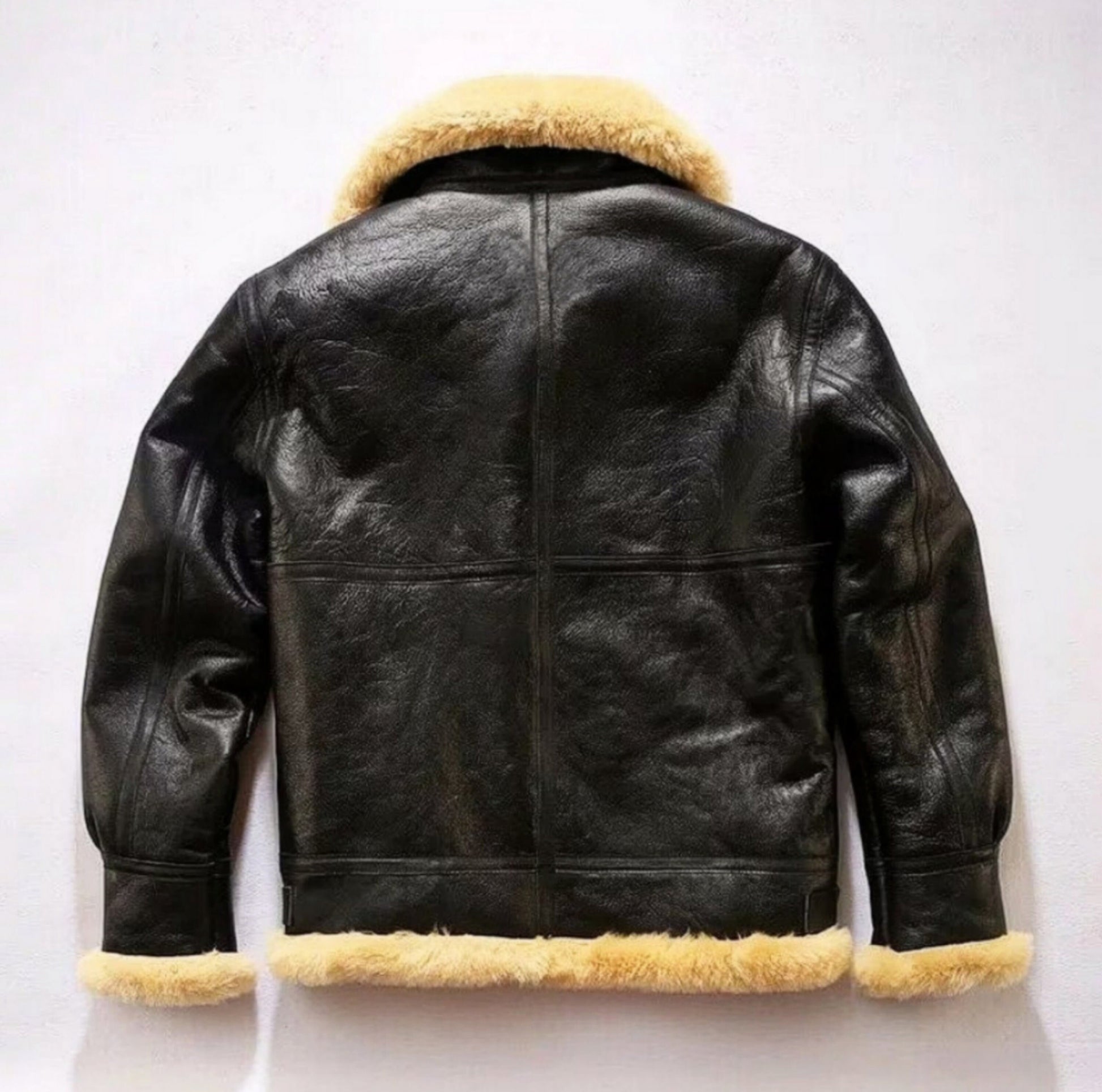 Brown B3 RAF Aviator Bomber Jacket, Men's 100% Shearling Sheepskin Aviator Flight Soft Fur Bomber Cockpit Custom Pilot Jacket Handmade, Gift