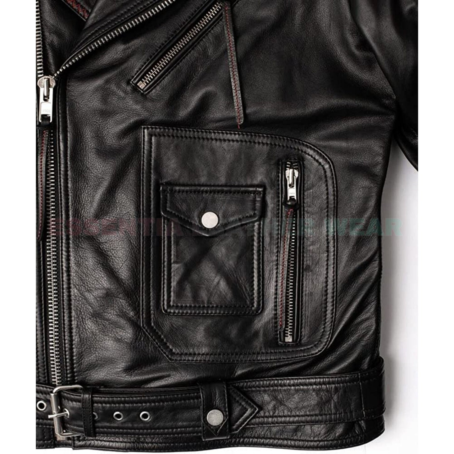 Men's Black Handmade Genuine Leather Quilted Biker Jacket, Men's Genuine Black Leather Quilted Slim Fit Motorcycle Jacket Gift, Gift For Him