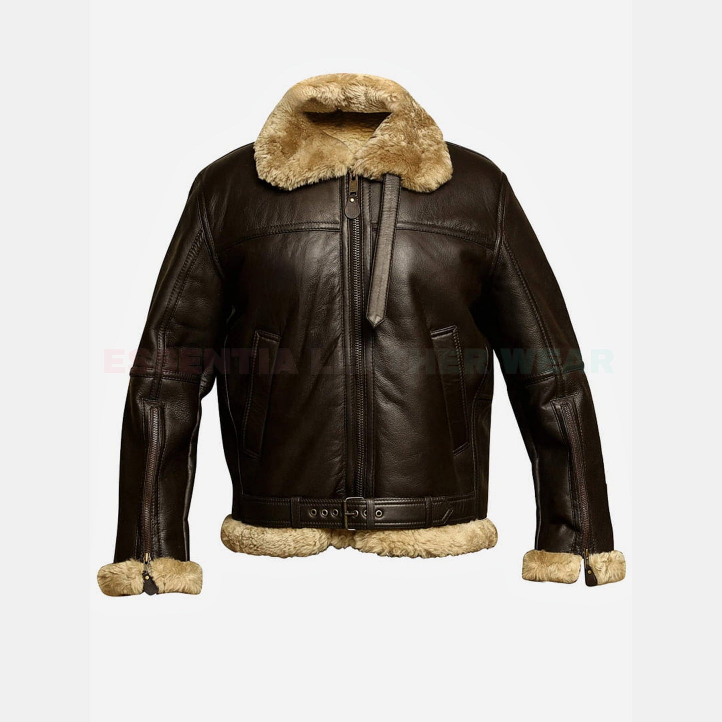 Brown B3 RAF Aviator Bomber Jacket, Men's 100% Shearling Sheepskin Aviator Flight Soft Fur Bomber Cockpit Custom Pilot Jacket Handmade, Gift