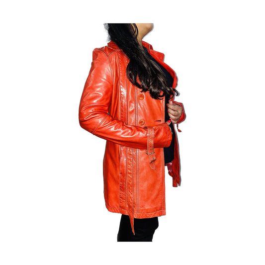 Women's Genuine Leather Red Two Button Coat, Women's Leather Blazer, Casual Leather Blazer/Coat, Gift For her, Valentine's Gift