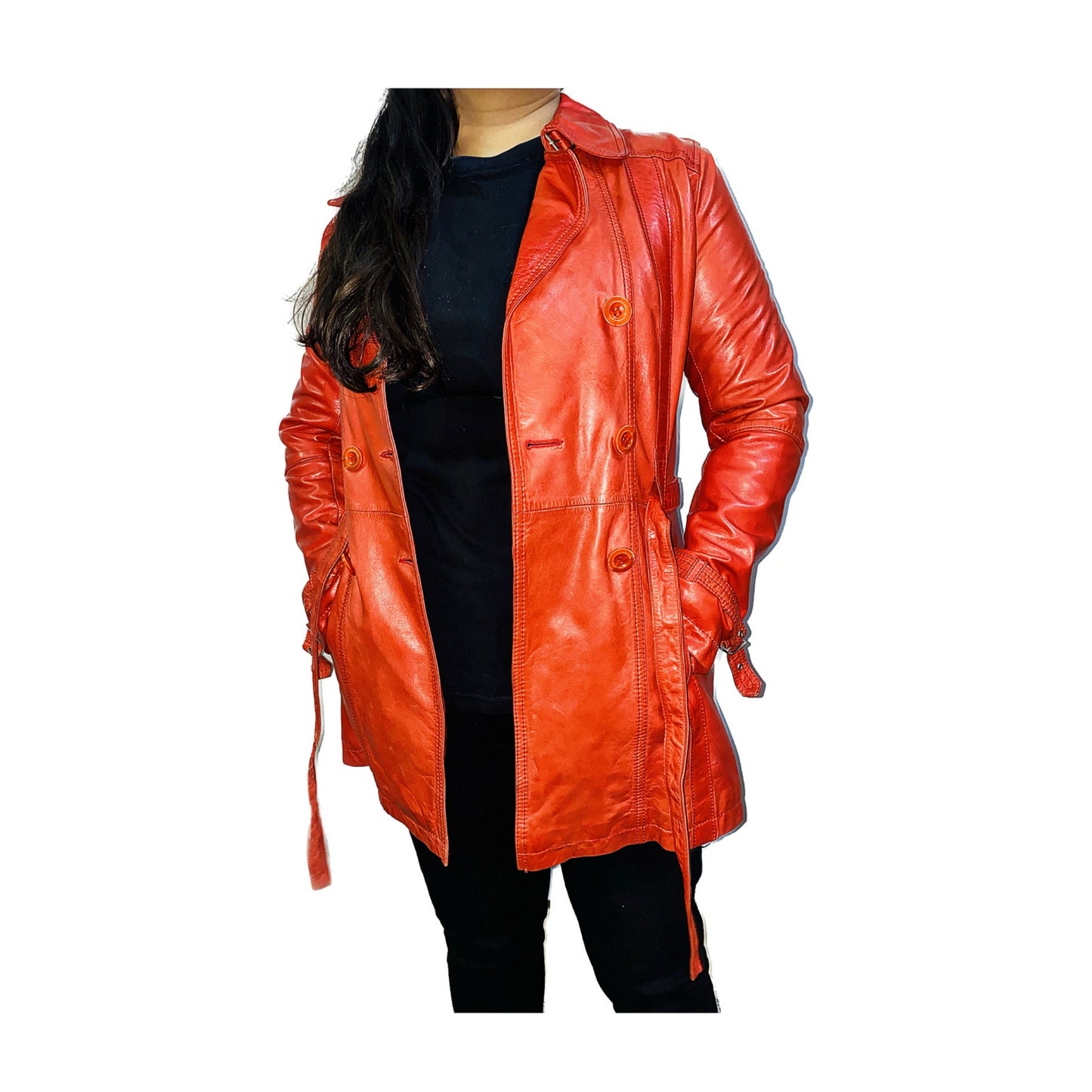 Women's Genuine Leather Red Two Button Coat, Women's Leather Blazer, Casual Leather Blazer/Coat, Gift For her, Valentine's Gift