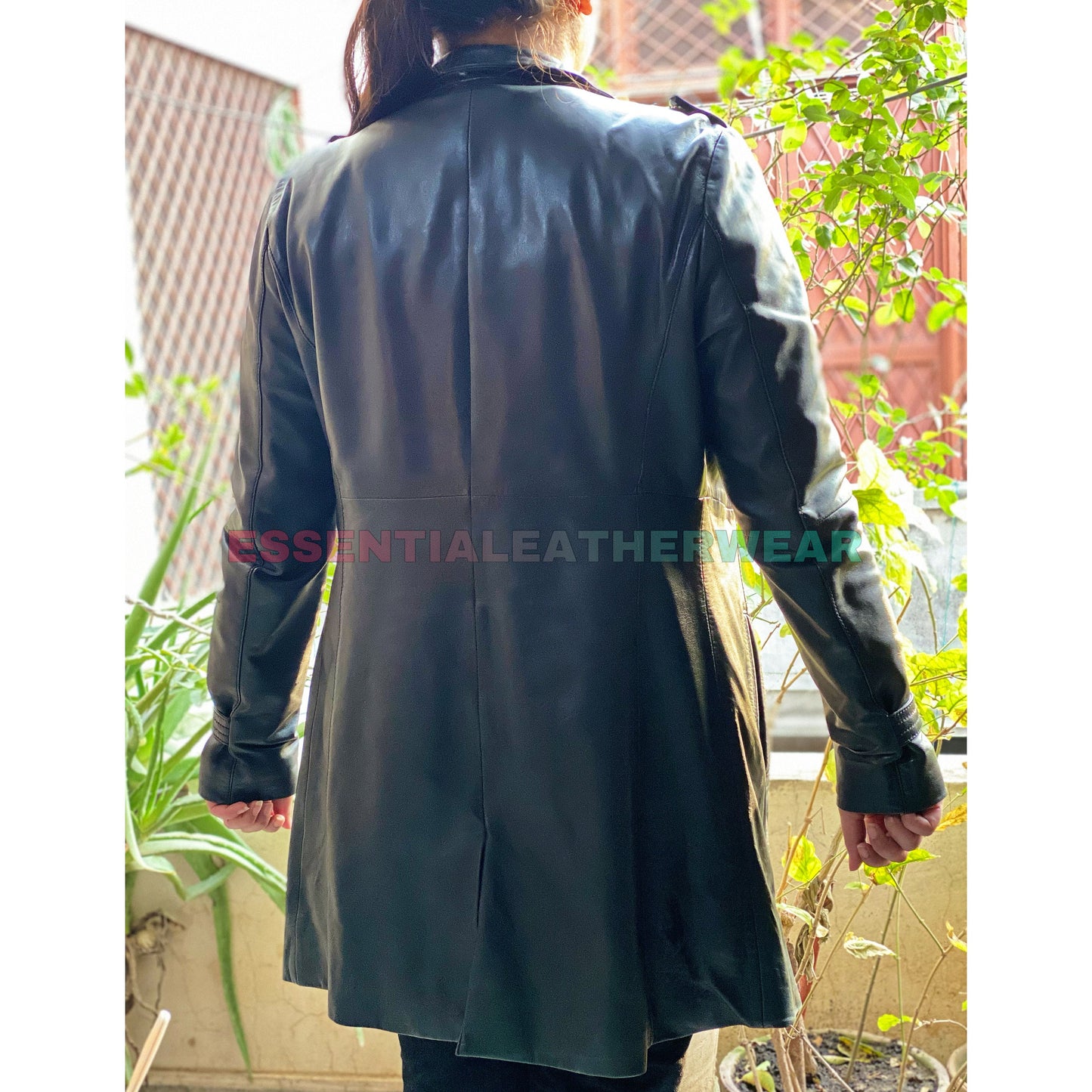 Real Sheep Leather Women Black Long Vintage Coat, Trench Design Causal Winters Handmade Medium Coat, Gift For Her, Valentine's Gift For Her