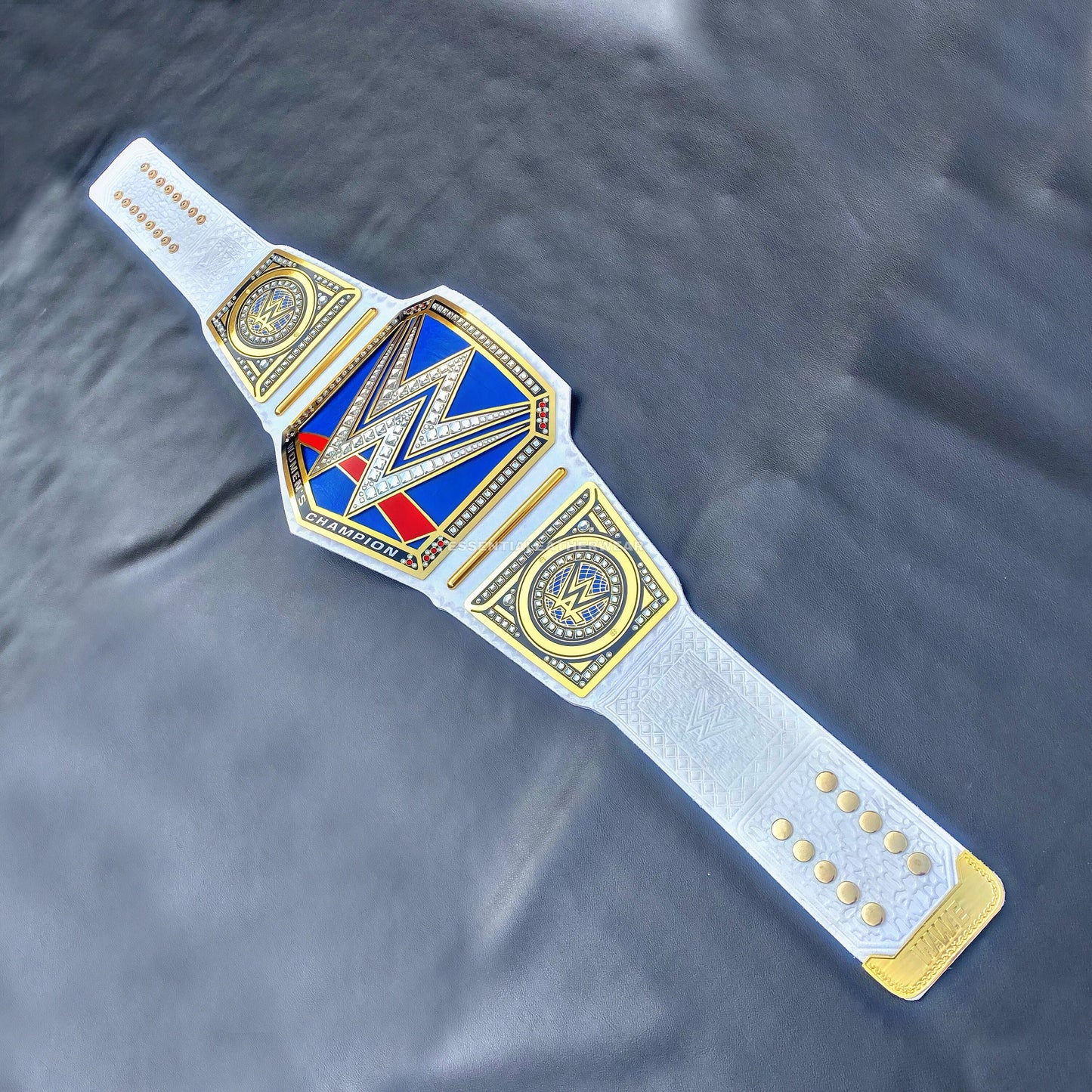 World Universal Heavyweight Wrestling Women Championship Replica 24K Gold Plated White N Blue Title Leather Belt In 2,4 & 6mm, Gift for her