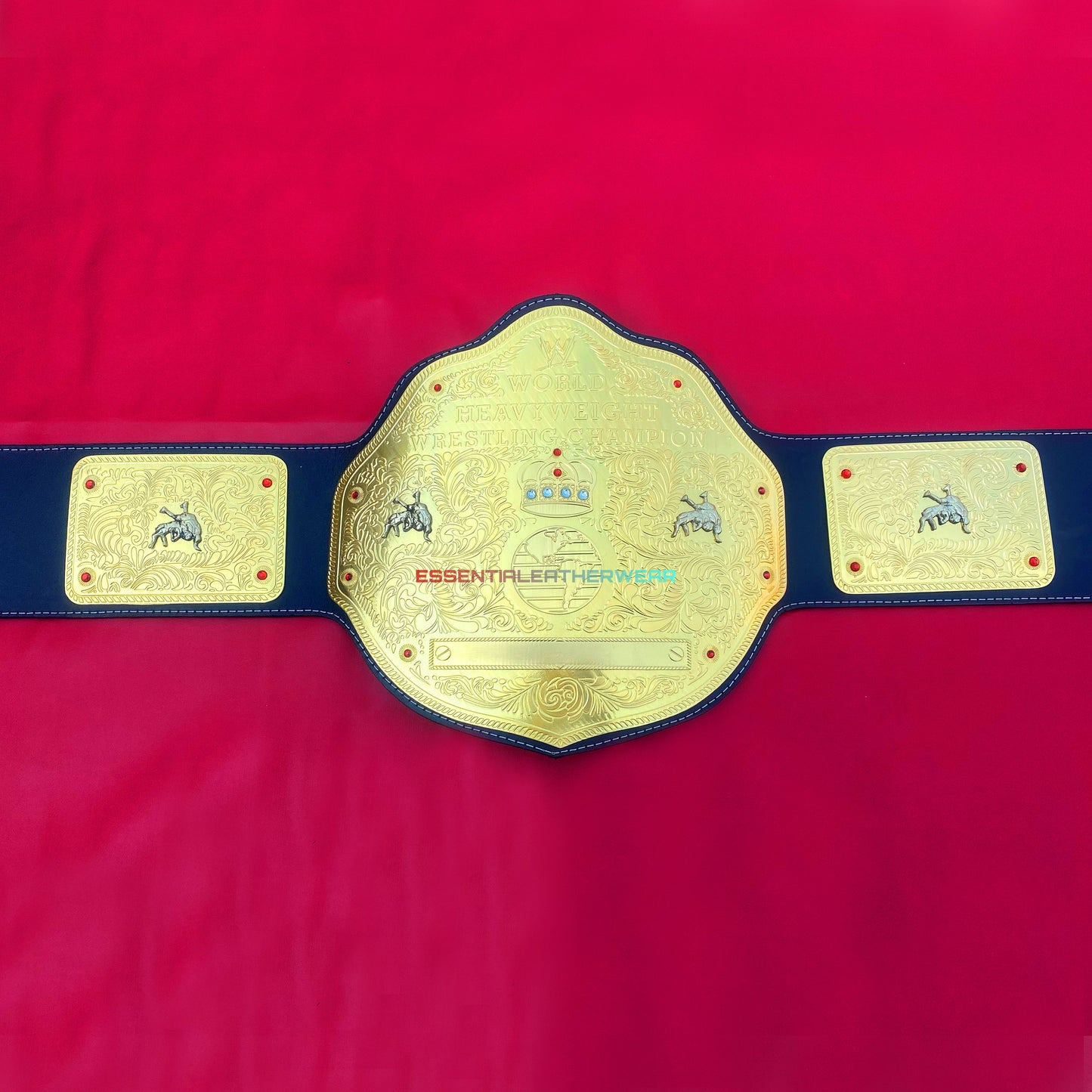 New Big Gold Dual Plated Replica 24K Gold Plated World Heavyweight Championship Title Belt Adult In 2mm, 4mm, 6mm, (Personalized Name Plate)