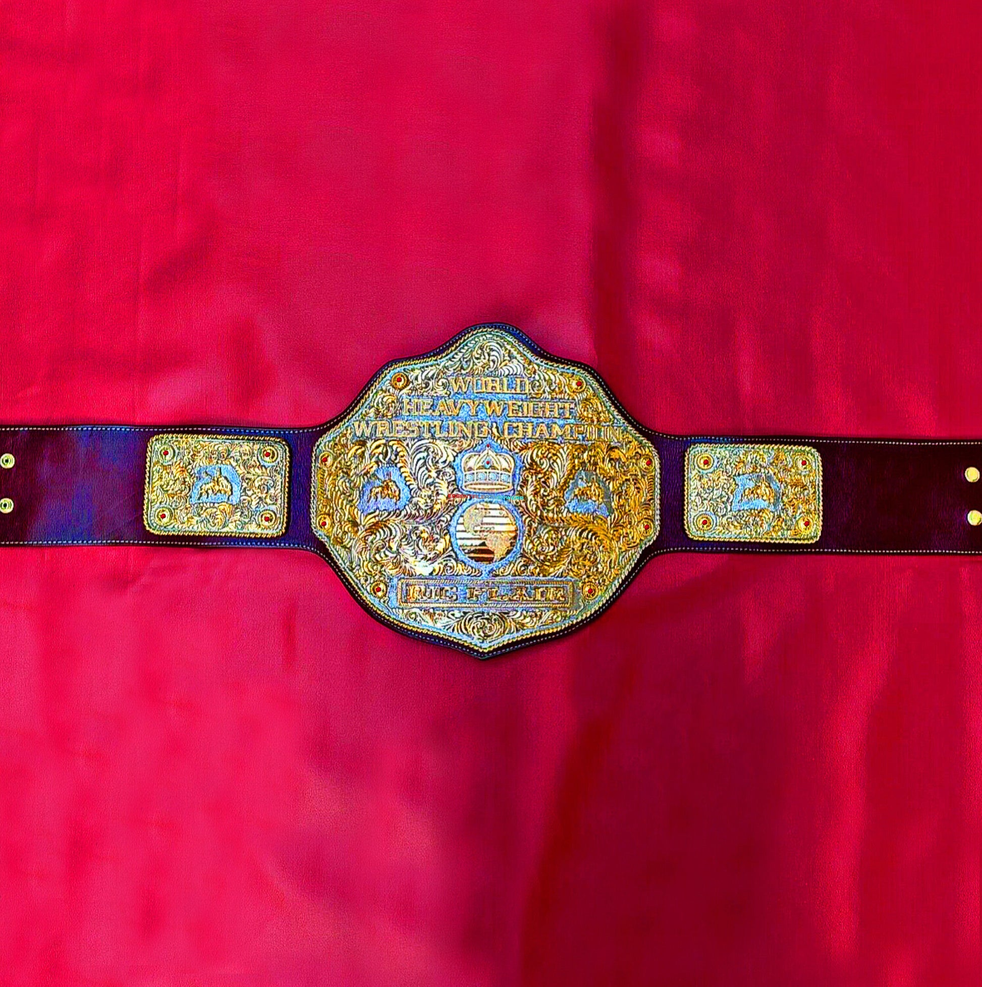 Crumrine Big Gold Hand Textured Replica World Heavyweight Championship Title Belt Adult Size Fully Loaded 24k Gold (Personalized Name Plate)