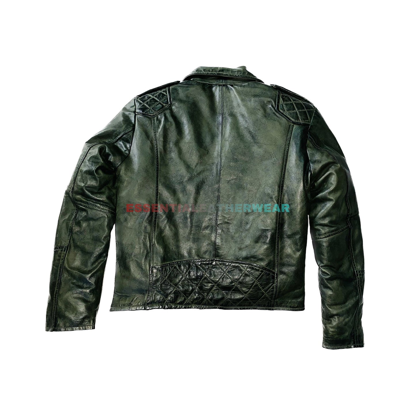 Men's Handmade Green Motorcycle Genuine Lambskin Leather Biker Jacket, Men's Green Slim Fit Waxed Quilted Motorcycle Jacket, Leather Jacket