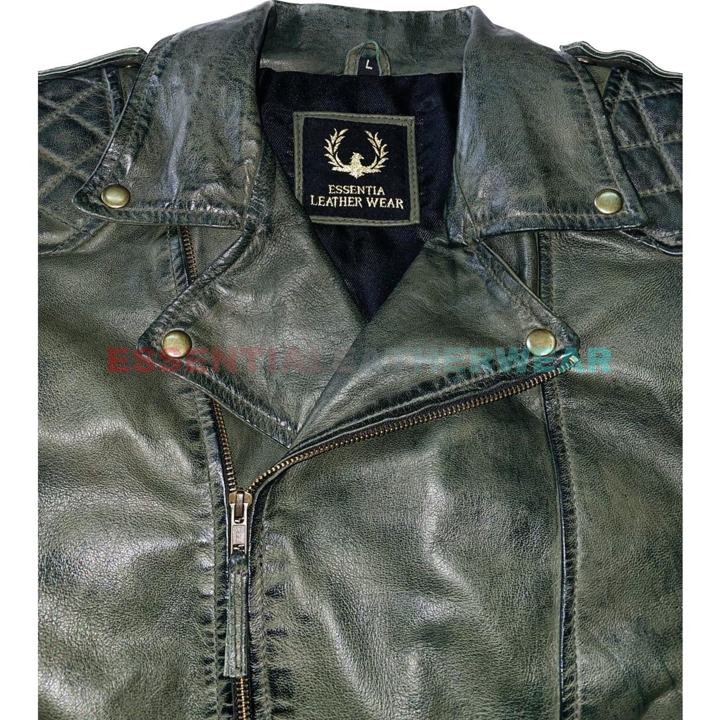 Men's Handmade Green Motorcycle Genuine Lambskin Leather Biker Jacket, Men's Green Slim Fit Waxed Quilted Motorcycle Jacket, Leather Jacket