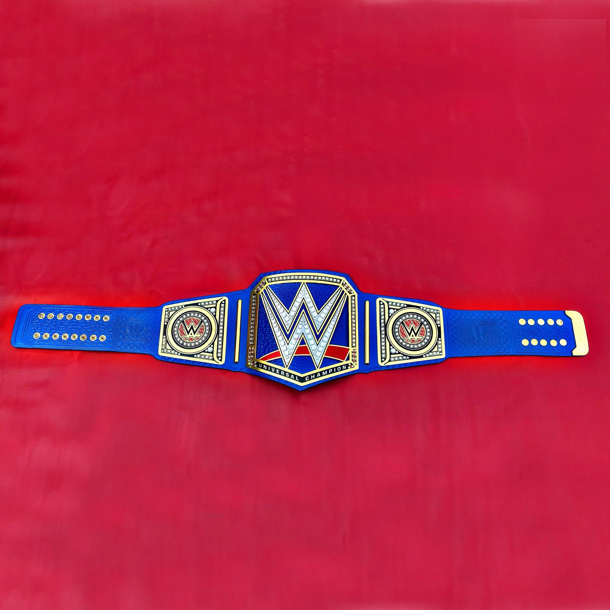 World Universal Heavyweight Wrestling Championship W 24K Gold Plated Blue Cowhide Leather Adult Size Replica Title Belt 2,4 & 6 mm, Gift