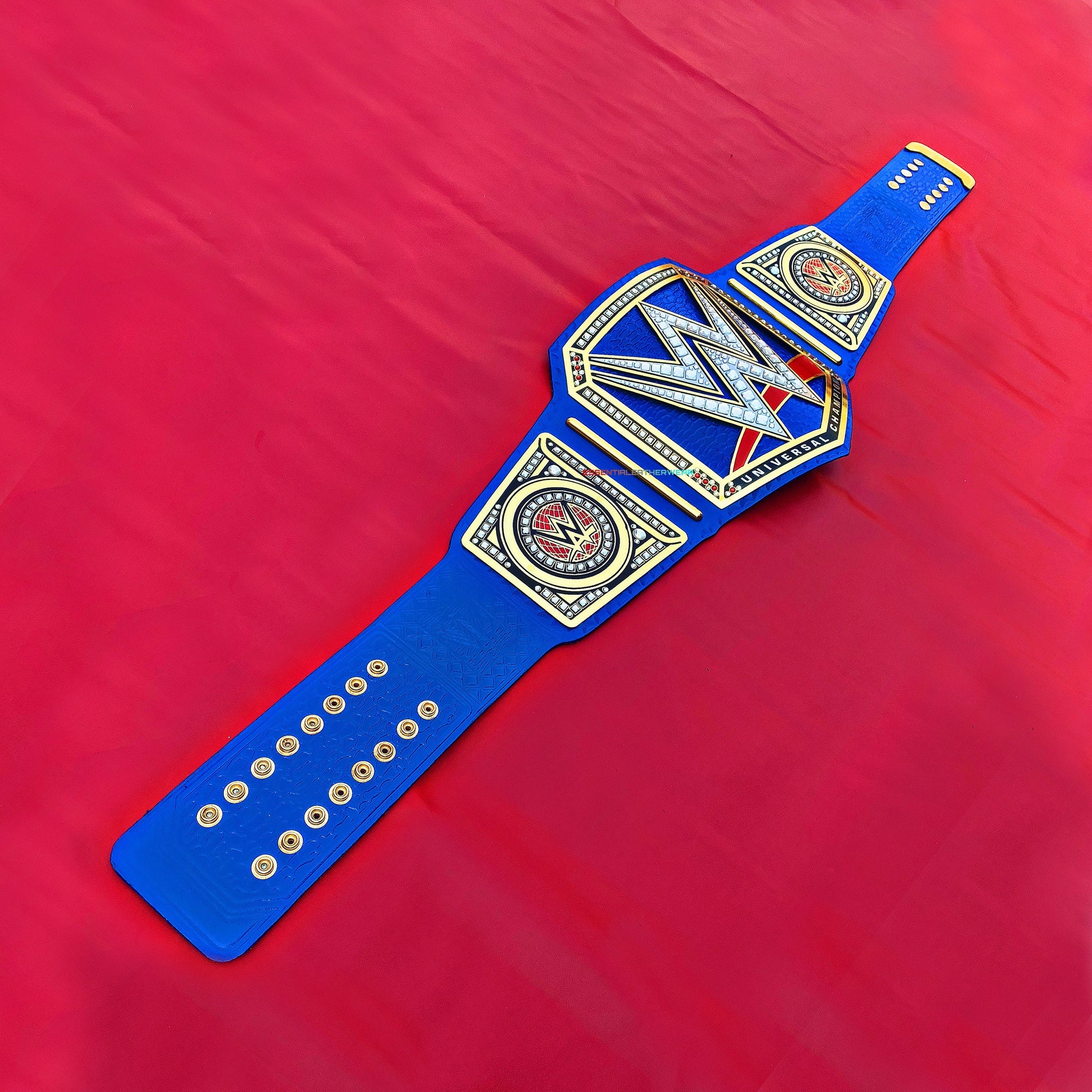 World Universal Heavyweight Wrestling Championship W 24K Gold Plated Blue Cowhide Leather Adult Size Replica Title Belt 2,4 & 6 mm, Gift