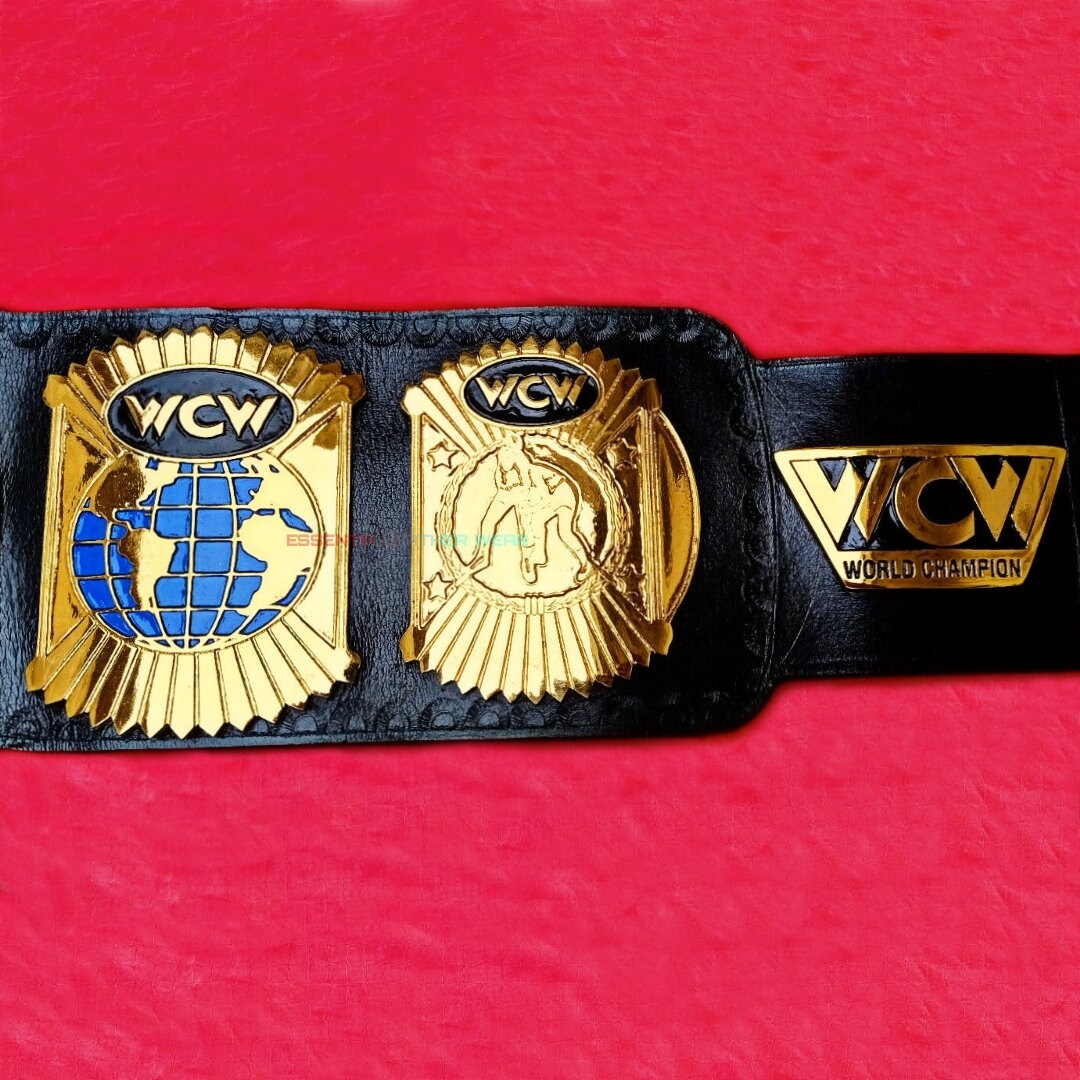 NEW WCW World Heavyweight Wrestling Championship Replica 24K Gold Plated Black Leather Title Adult Size Belt In 2mm, 4mm, 6mm , Gift For Him