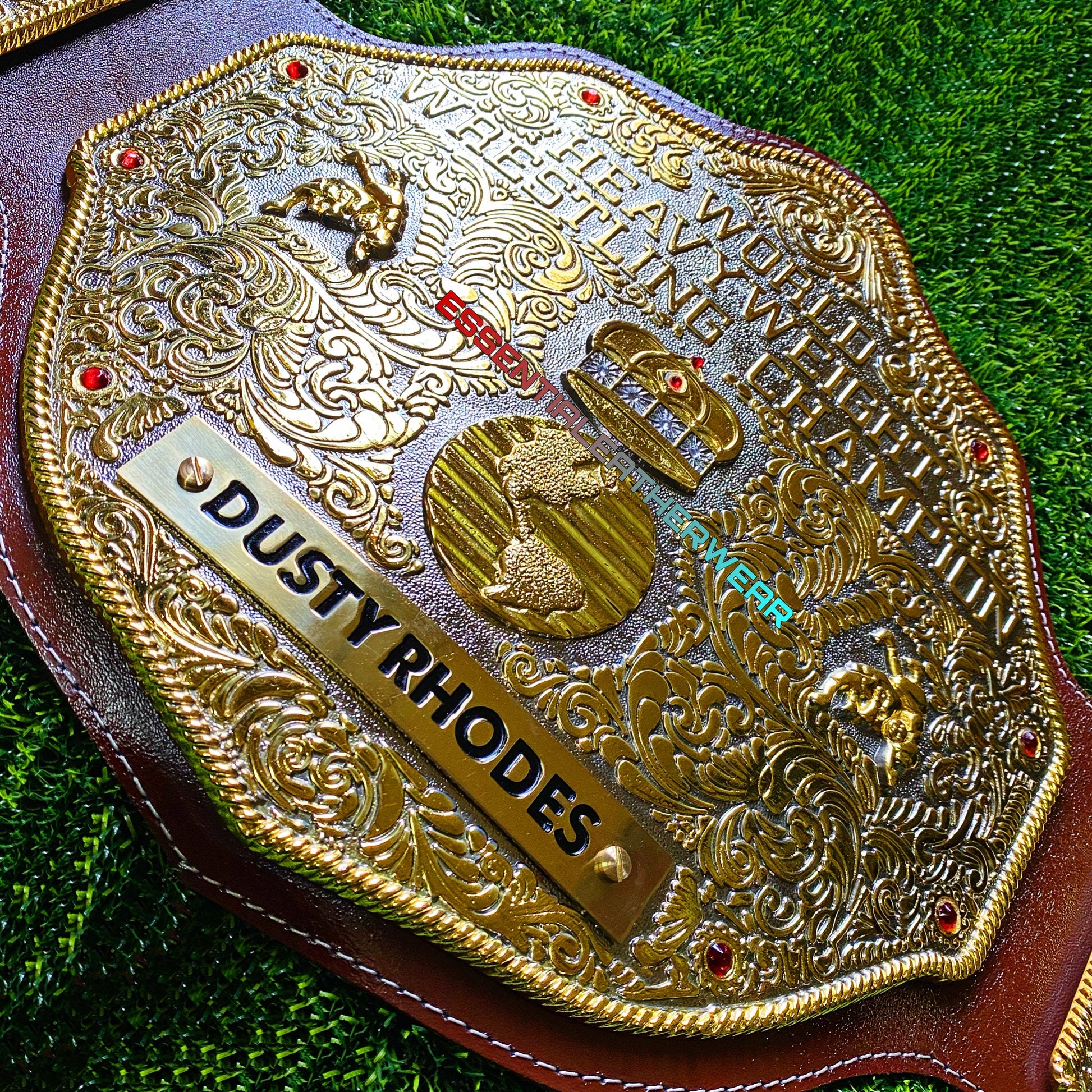 New Big Gold Crumrine Die-Casted World Wrestling Championship 24K Dual Plated Cowhide Adult Size Replica Title Belt In 4 & 6mm, Gift For Him