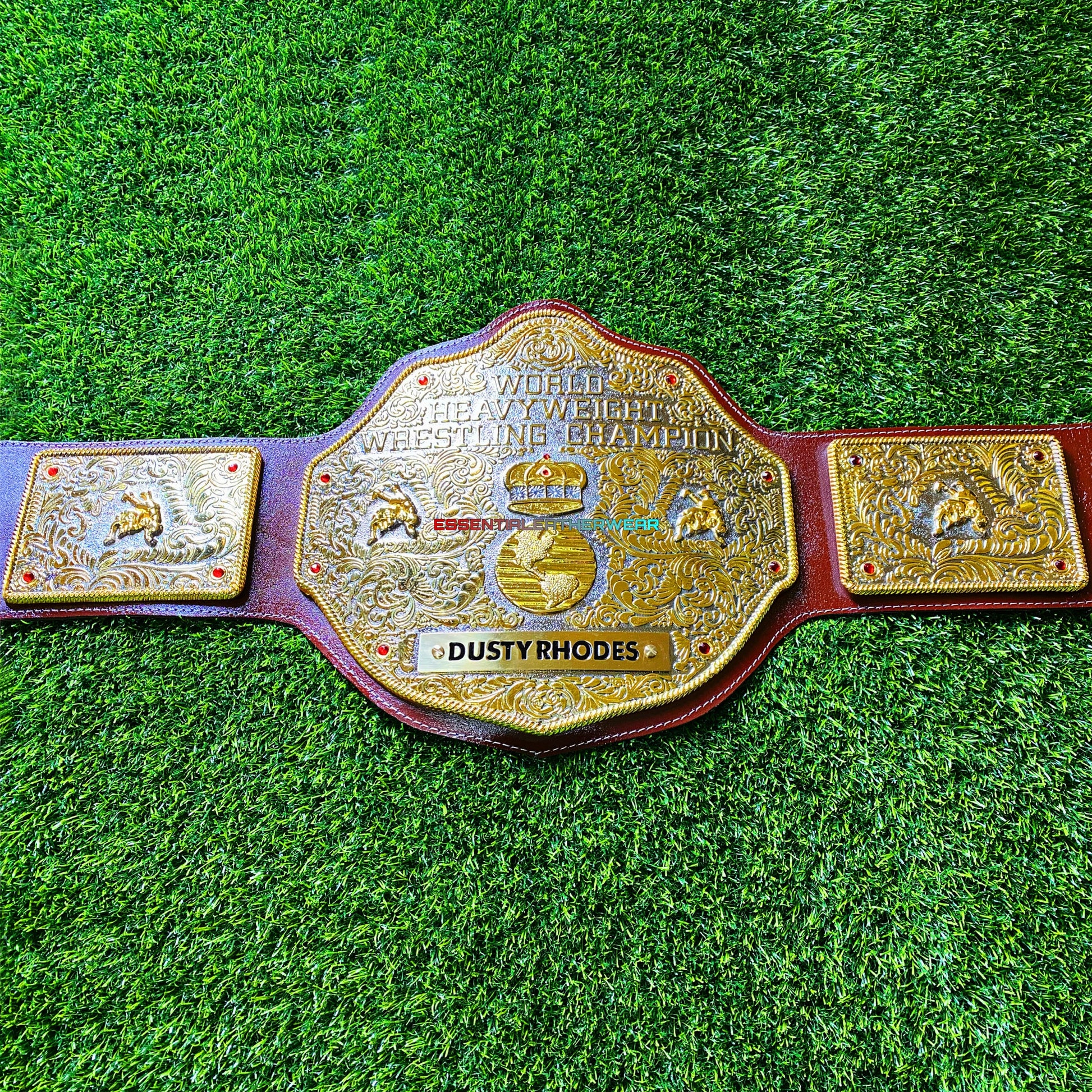 New Big Gold Crumrine Die-Casted World Wrestling Championship 24K Dual Plated Cowhide Adult Size Replica Title Belt In 4 & 6mm, Gift For Him