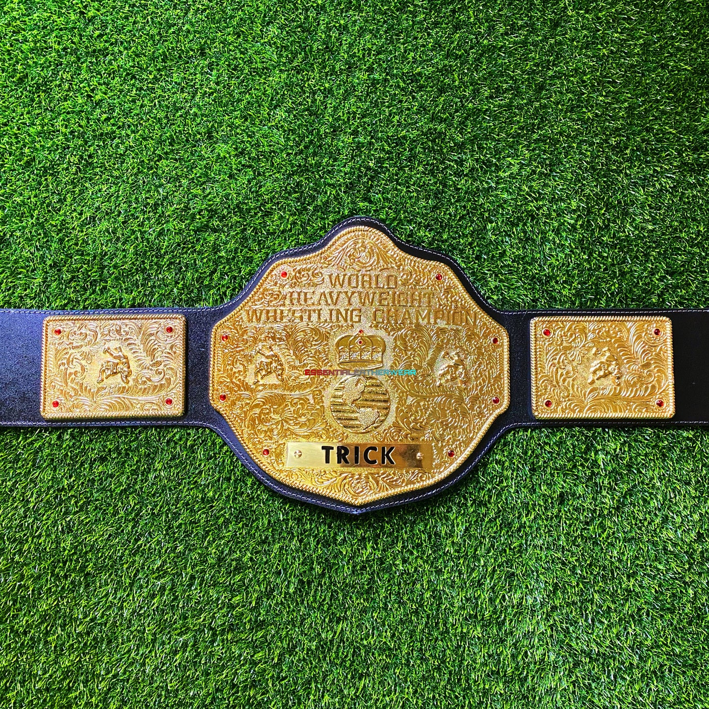WCW Big Gold Crumrine Die-Casted World Wrestling Championship 24K Gold Plated Cowhide Adult Size Replica Title Belt In 4 & 6mm, Gift For Him