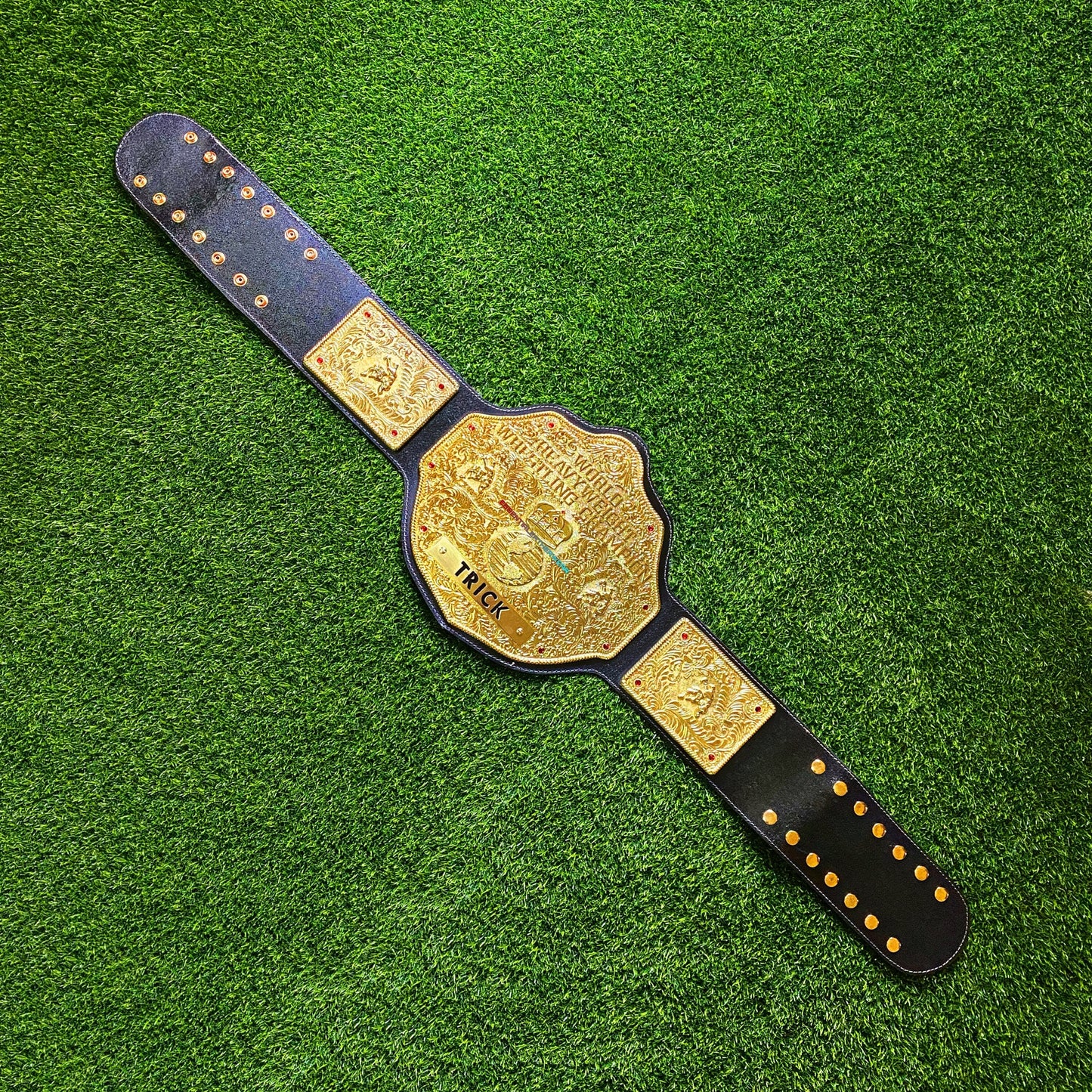 WCW Big Gold Crumrine Die-Casted World Wrestling Championship 24K Gold Plated Cowhide Adult Size Replica Title Belt In 4 & 6mm, Gift For Him