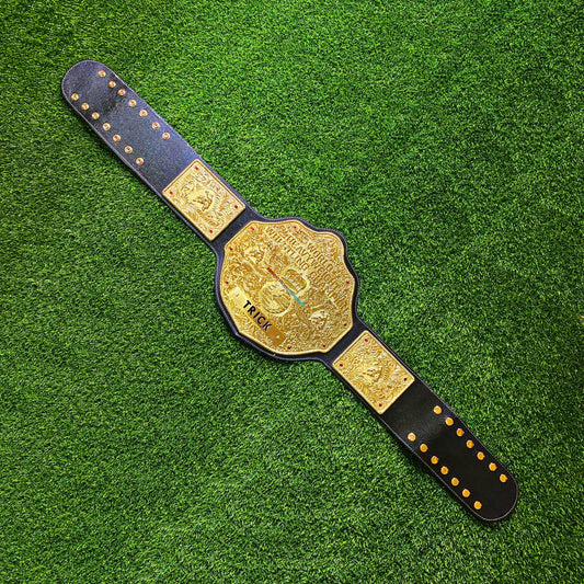 WCW Big Gold Crumrine Die-Casted World Wrestling Championship 24K Gold Plated Cowhide Adult Size Replica Title Belt In 4 & 6mm, Gift For Him