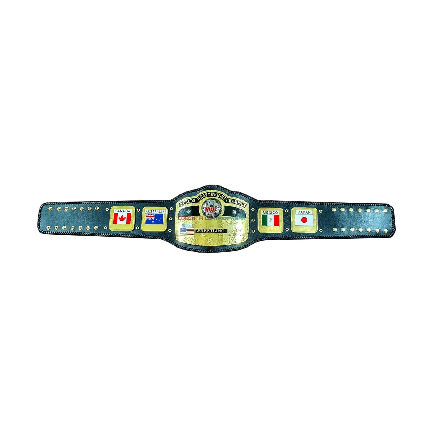 NWA Domed Globe Replica 24K Gold Plated World Heavyweight Wrestling Championship Cow Textured Leather Title Belt In 2mm & 4mm, Gift For Him