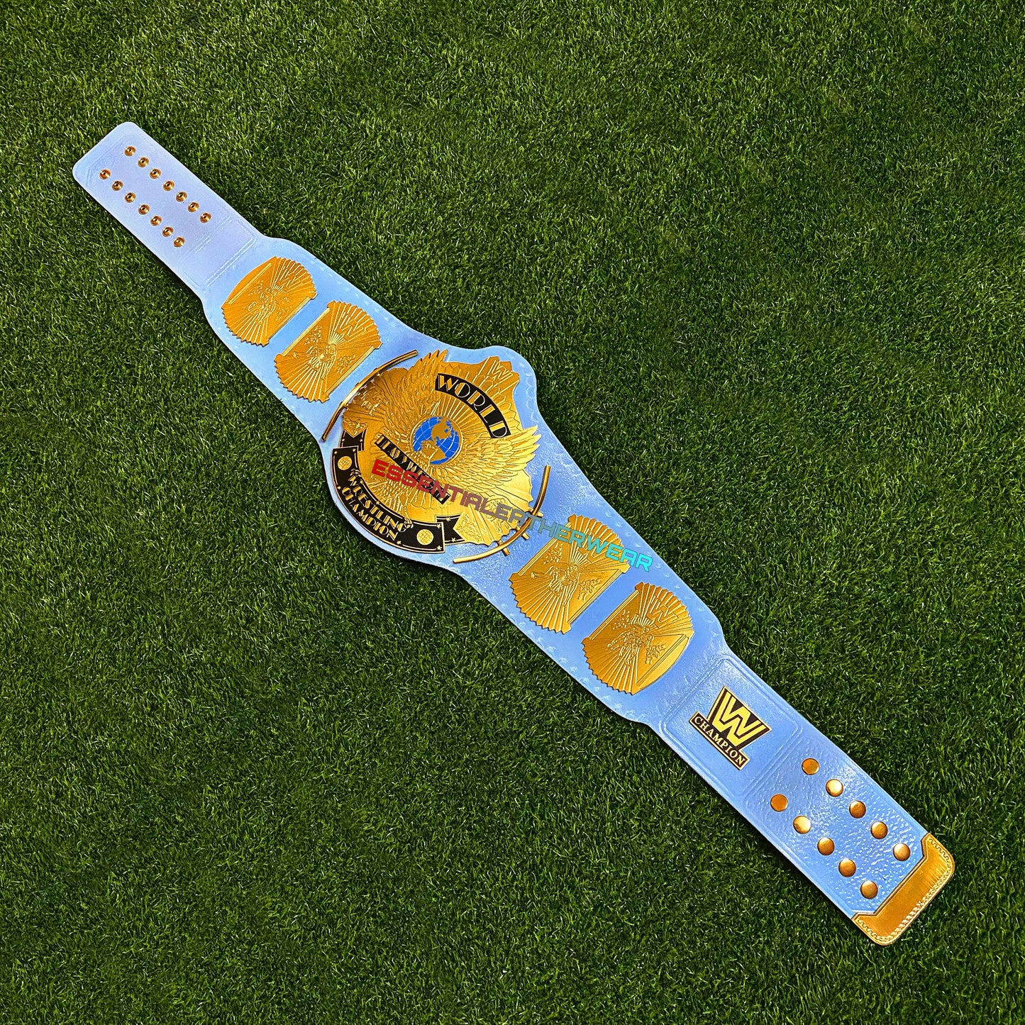 New Winged Eagle Replica Baby Blue 24K Gold Plated World Heavyweight Wrestling Championship Title Universal Belt 2,4 & 6mm, Gift For Him,Her