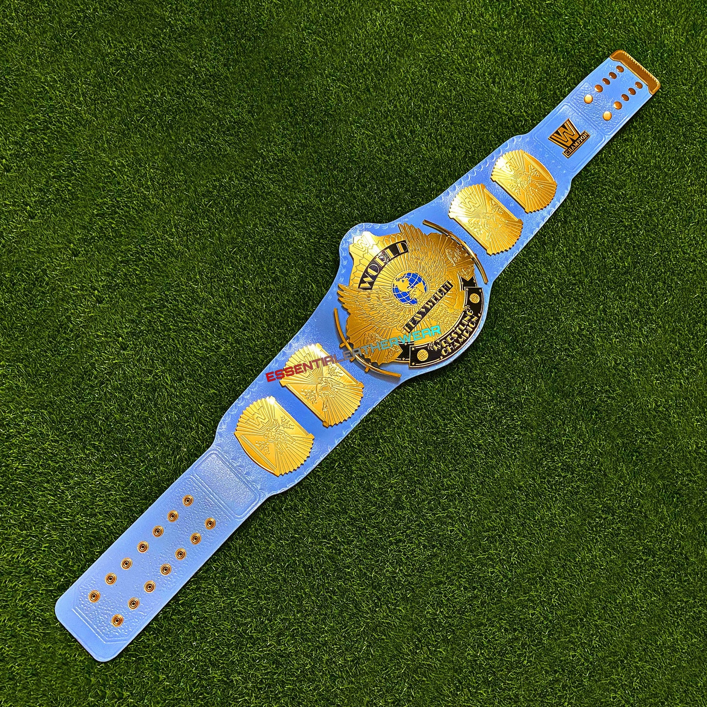 New Winged Eagle Replica Baby Blue 24K Gold Plated World Heavyweight Wrestling Championship Title Universal Belt 2,4 & 6mm, Gift For Him,Her