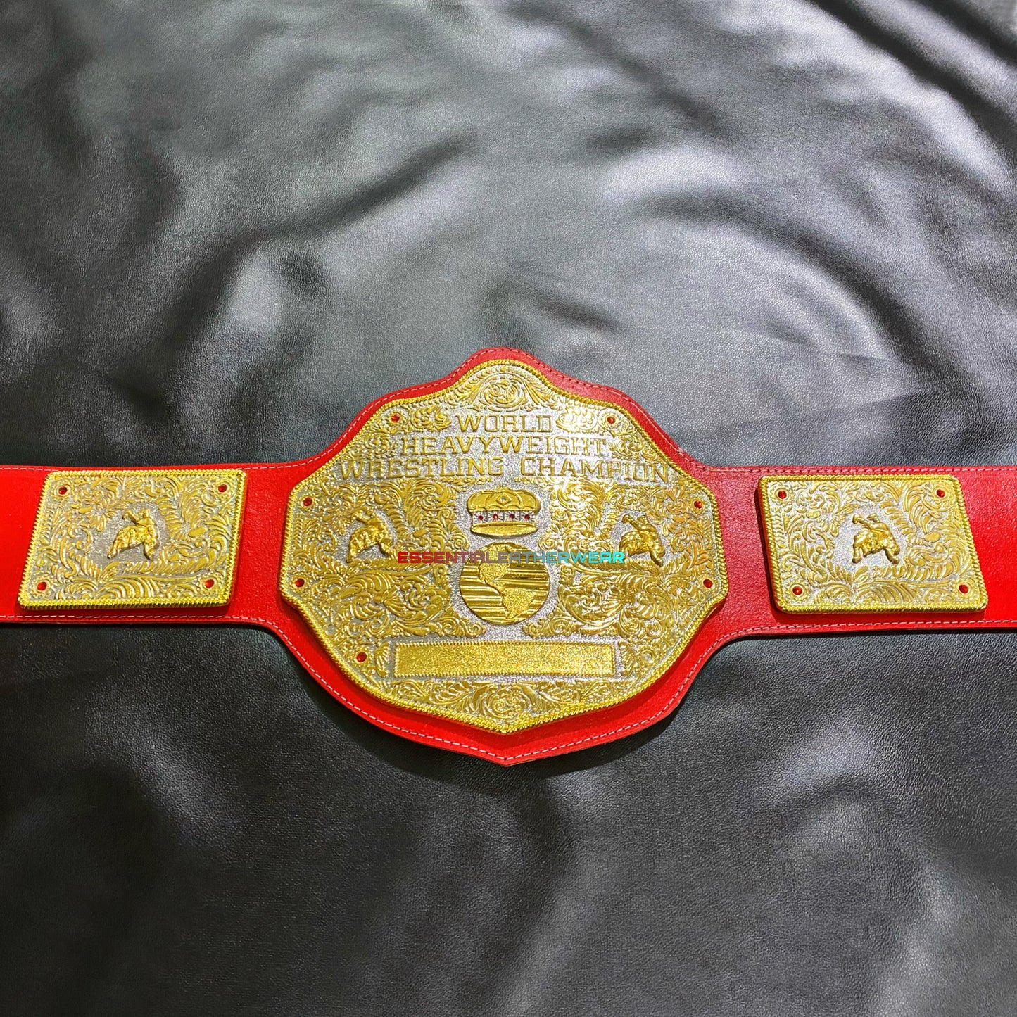 WCW Big Gold Crumrine Die-Casted 24K Dual Plated World Wrestling Championship Cowhide Replica Adult Size Title Belt In 4 & 6mm, Gift For Him