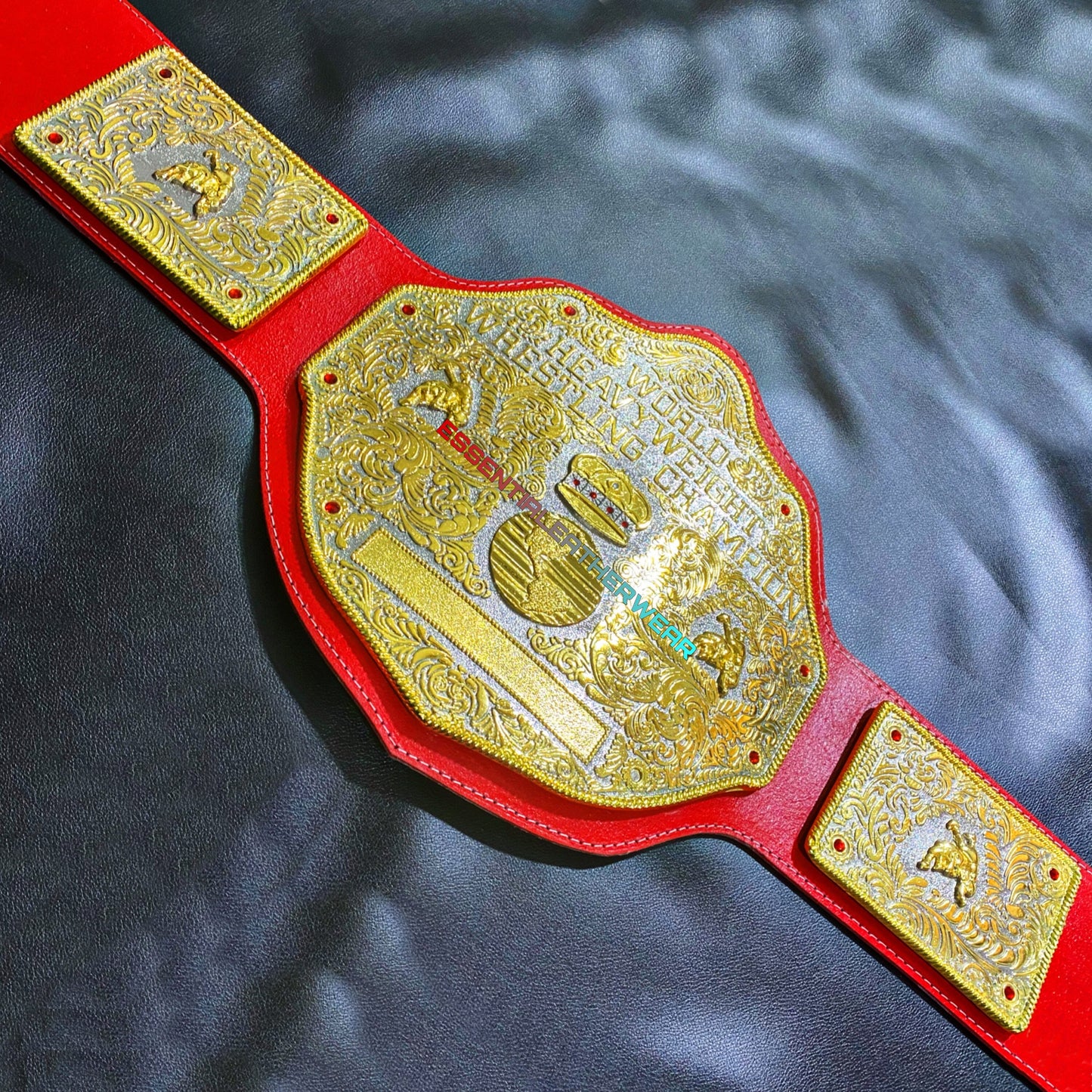 WCW Big Gold Crumrine Die-Casted 24K Dual Plated World Wrestling Championship Cowhide Replica Adult Size Title Belt In 4 & 6mm, Gift For Him