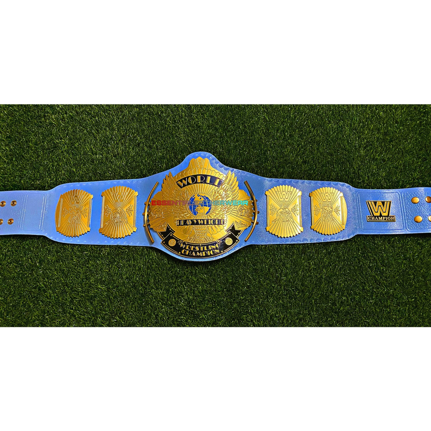 New Winged Eagle Replica Baby Blue 24K Gold Plated World Heavyweight Wrestling Championship Title Universal Belt 2,4 & 6mm, Gift For Him,Her