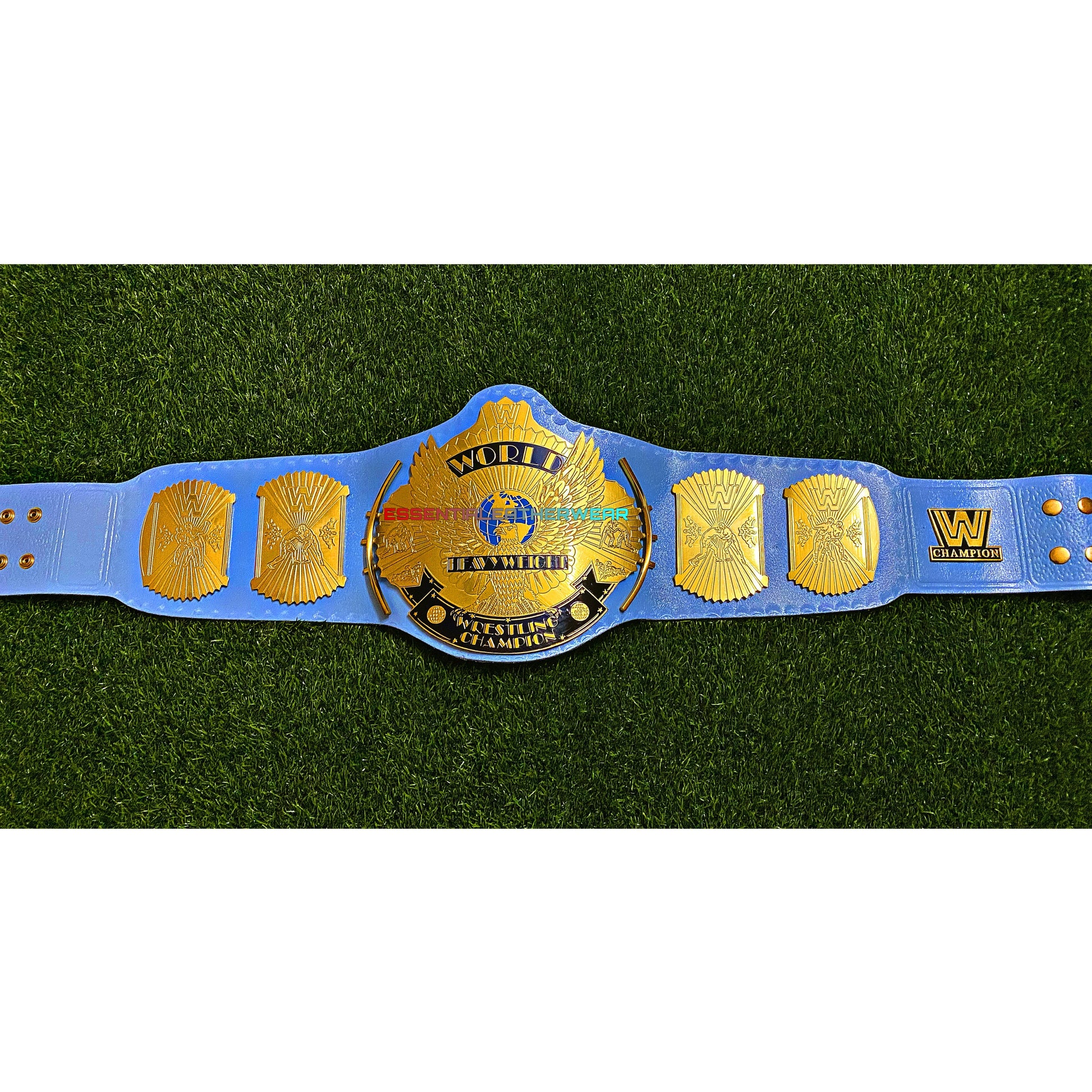 New Winged Eagle Replica Baby Blue 24K Gold Plated World Heavyweight Wrestling Championship Title Universal Belt 2,4 & 6mm, Gift For Him,Her