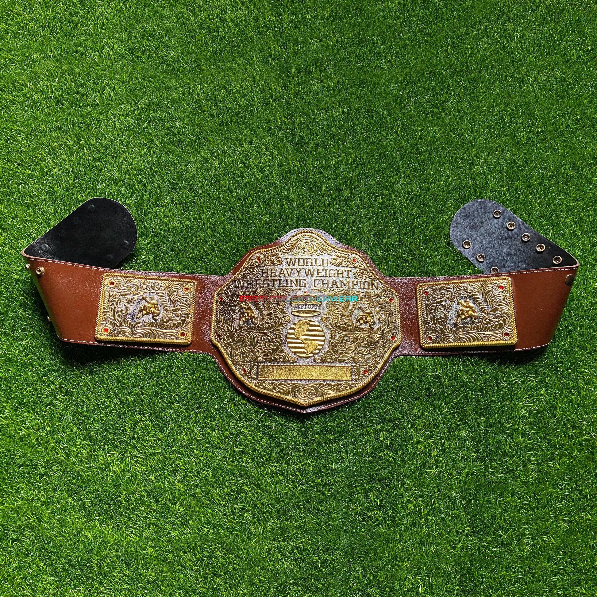 New Big Gold Crumrine Die-Casted World Wrestling Championship 24K Dual Plated Cowhide Adult Size Replica Title Belt In 4 & 6mm, Gift For Him